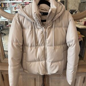 Zara Cream Puffer Jacket